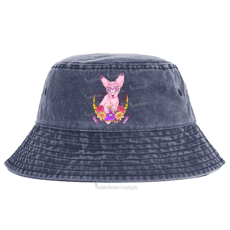 Purplehecate Moon Phase Cat Bucket Hat