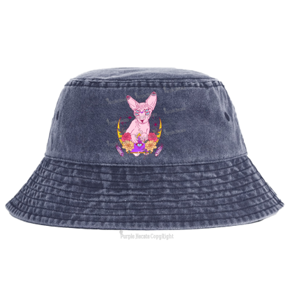 Purplehecate Moon Phase Cat Bucket Hat