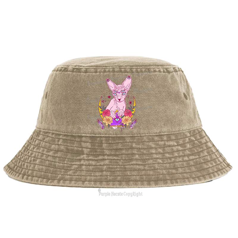 Purplehecate Moon Phase Cat Bucket Hat
