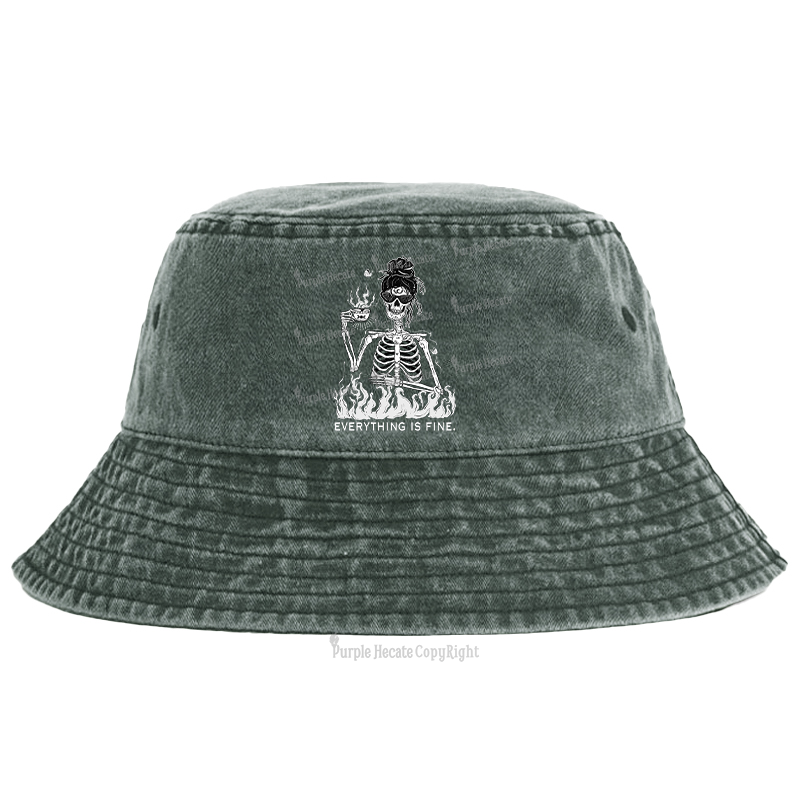 Purplehecate Everything Is Fine Bucket Hat