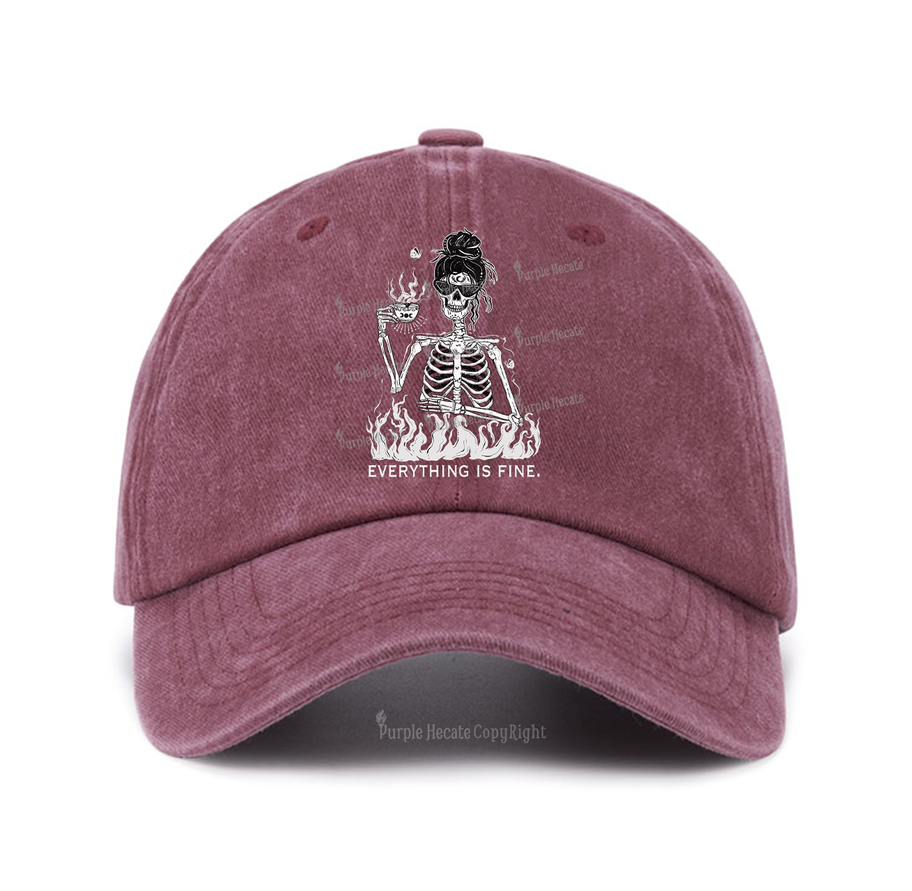 Purplehecate Everything Is Fine Baseball Cap