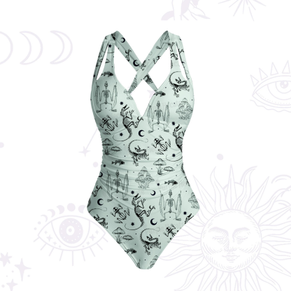 Purplehecate Prehistoric Fantasy One-Piece Swimsuit