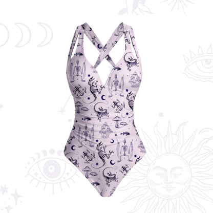 Purplehecate Prehistoric Fantasy One-Piece Swimsuit