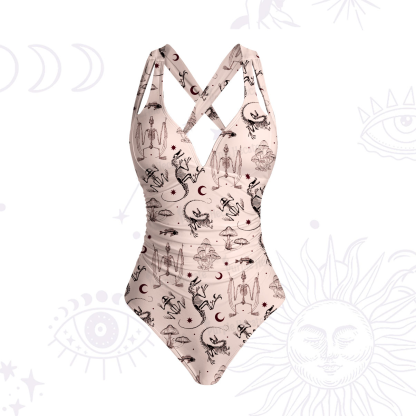 Purplehecate Prehistoric Fantasy One-Piece Swimsuit