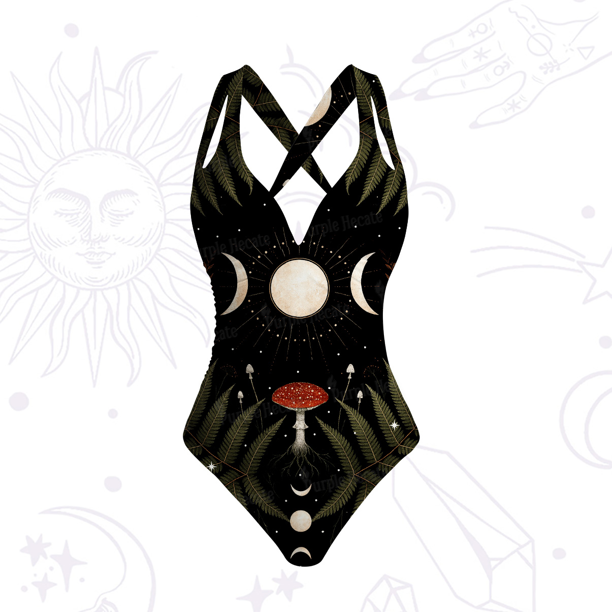 Purplehecate Moonlit Mushroom Gown One-Piece Swimsuit