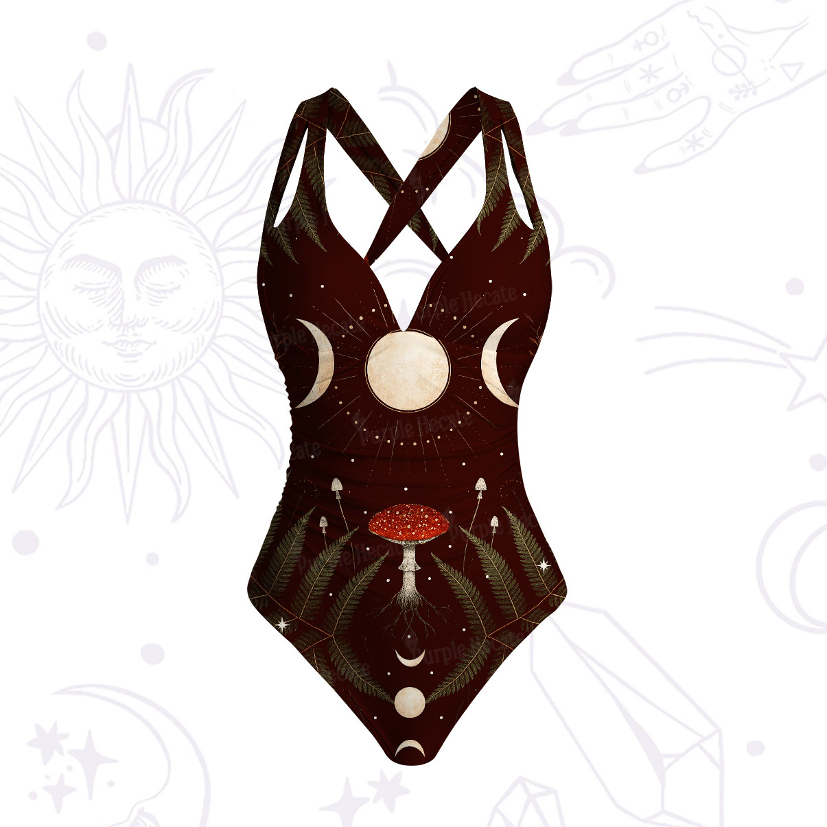 Purplehecate Moonlit Mushroom Gown One-Piece Swimsuit