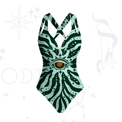 Purplehecate Green Vision Illusion One-Piece Swimsuit