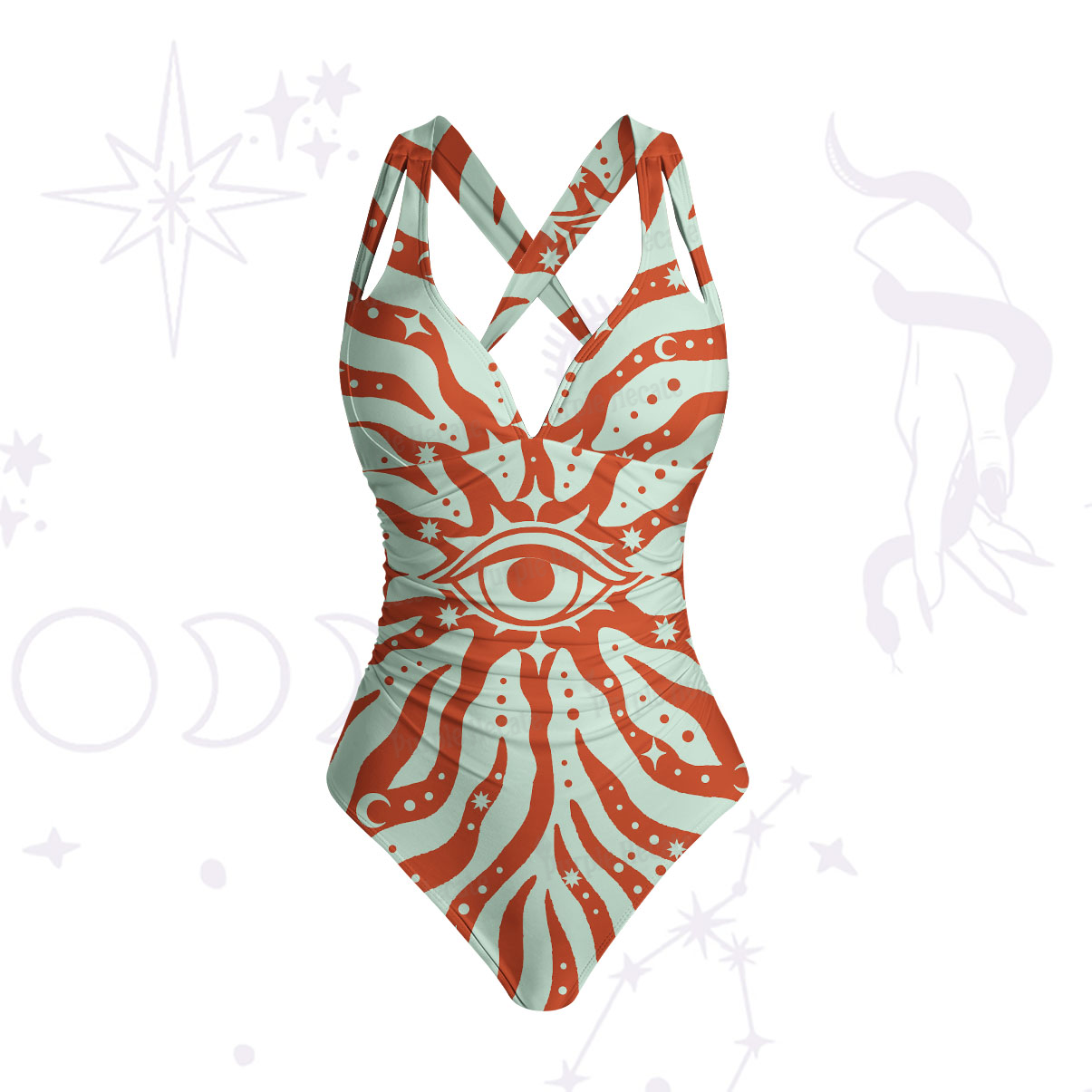 Purplehecate Green Vision Illusion One-Piece Swimsuit