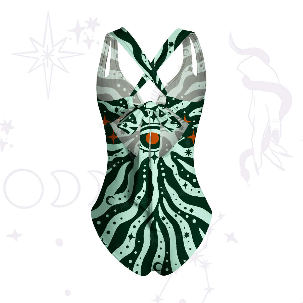Purplehecate Green Vision Illusion One-Piece Swimsuit