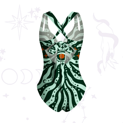 Purplehecate Green Vision Illusion One-Piece Swimsuit