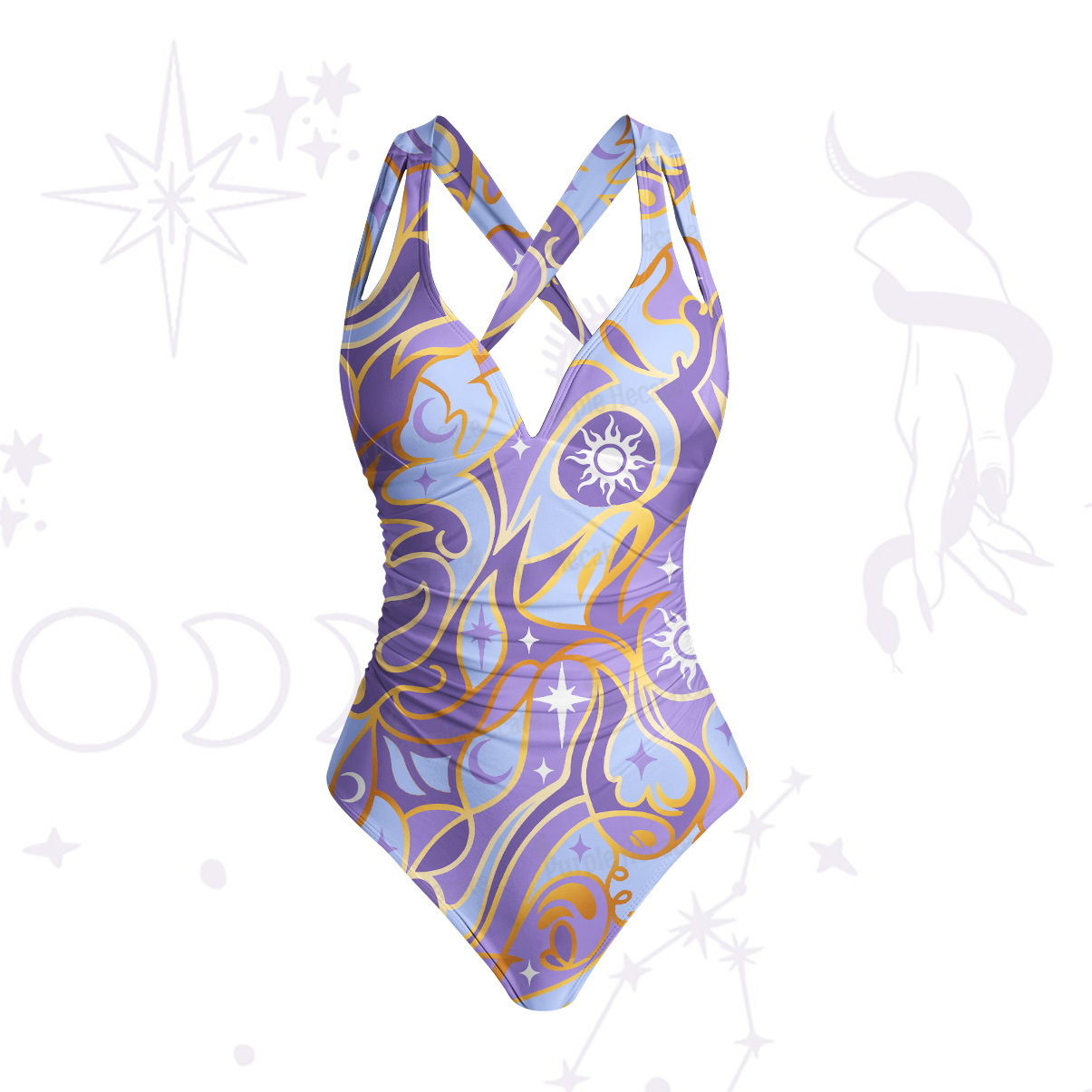 Purplehecate Divination Night Print One-Piece Swimsuit