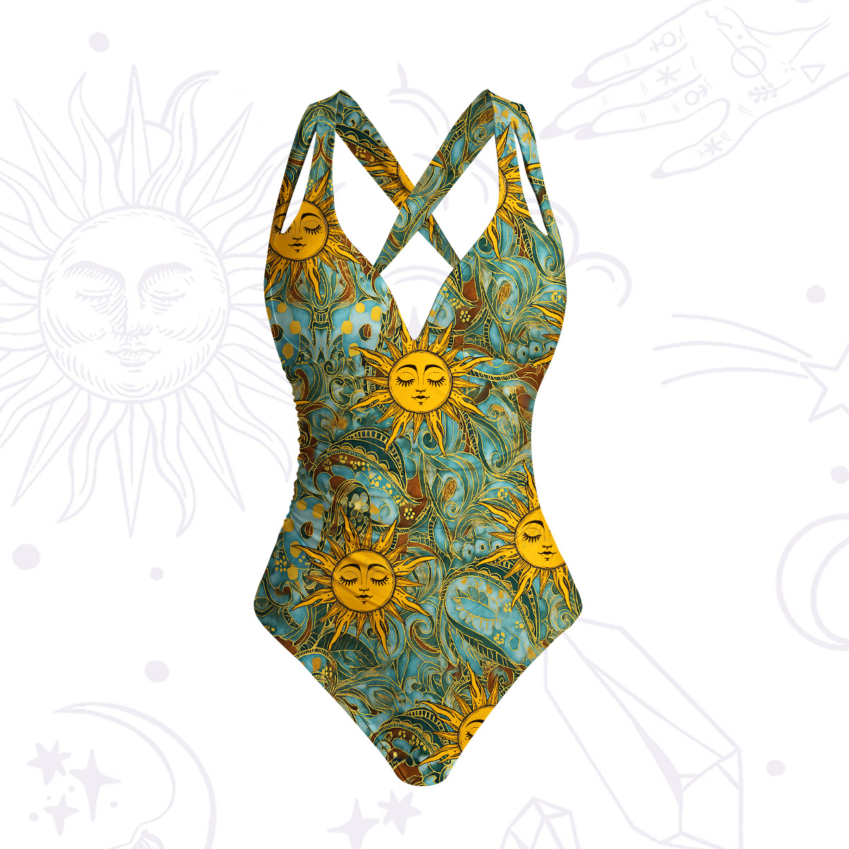 Purplehecate Golden Sun Wheel One-Piece Swimsuit