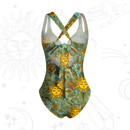 Purplehecate Golden Sun Wheel One-Piece Swimsuit