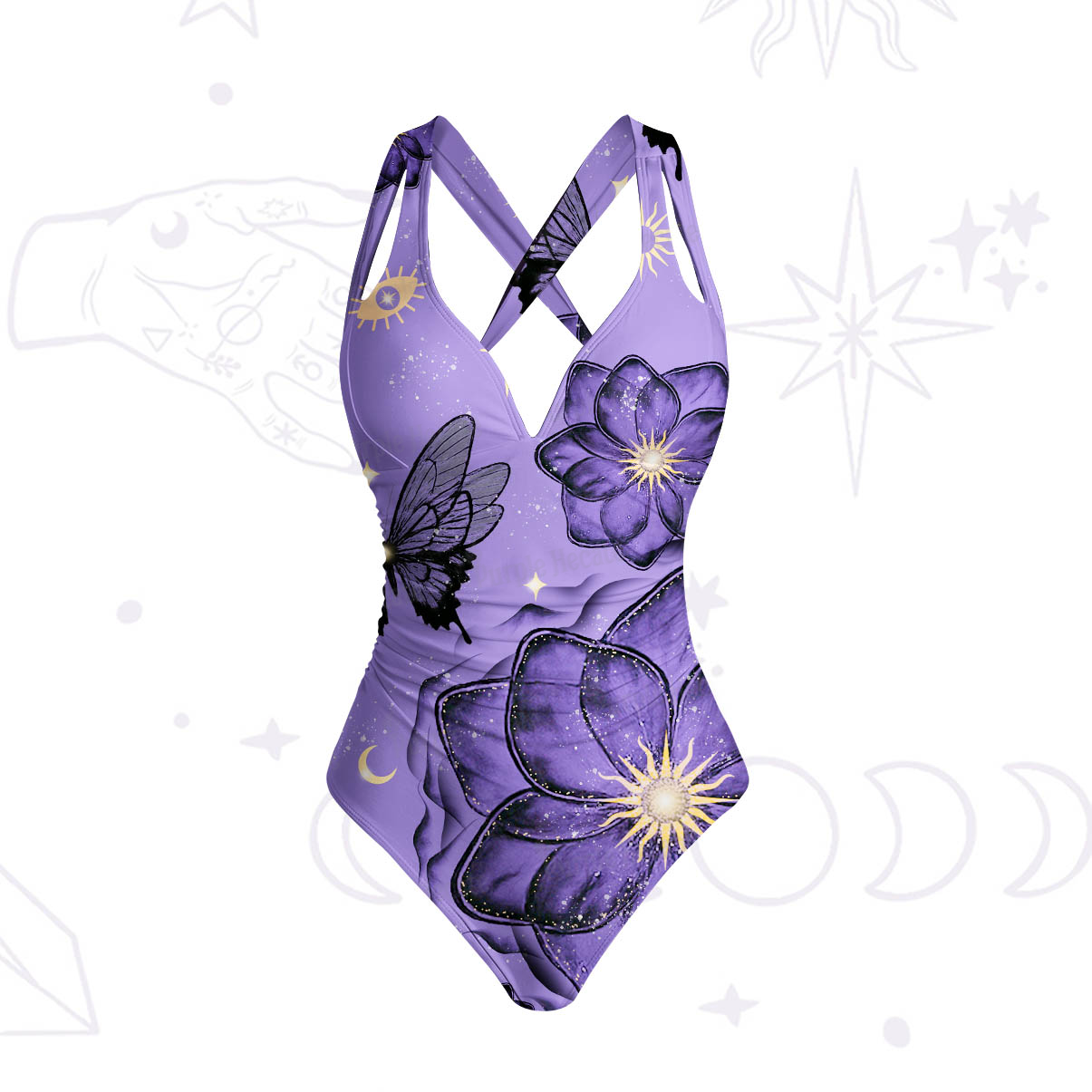 Purplehecate Moonlit Petals and Wings One-Piece Swimsuit