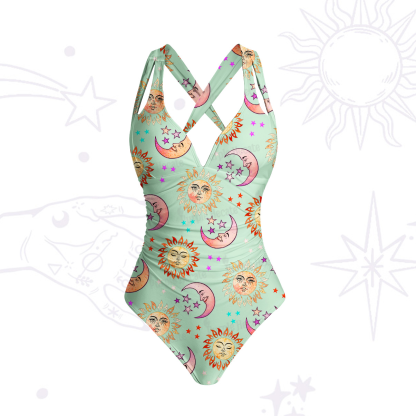 Purplehecate Dancing Suns and Lunar Dreams One-Piece Swimsuit