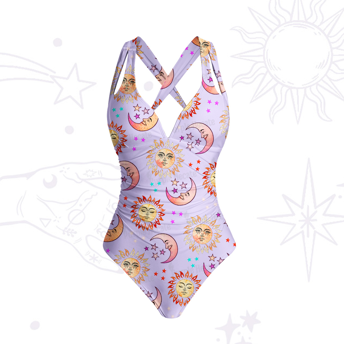 Purplehecate Dancing Suns and Lunar Dreams One-Piece Swimsuit