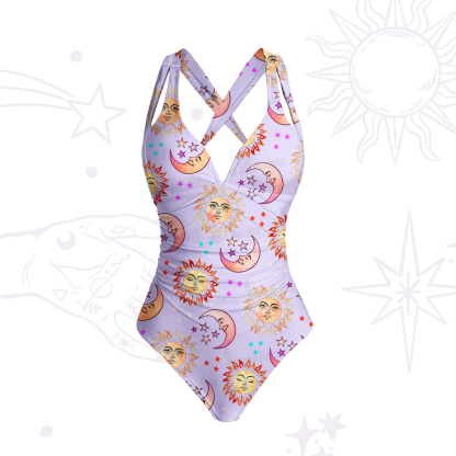 Purplehecate Dancing Suns and Lunar Dreams One-Piece Swimsuit