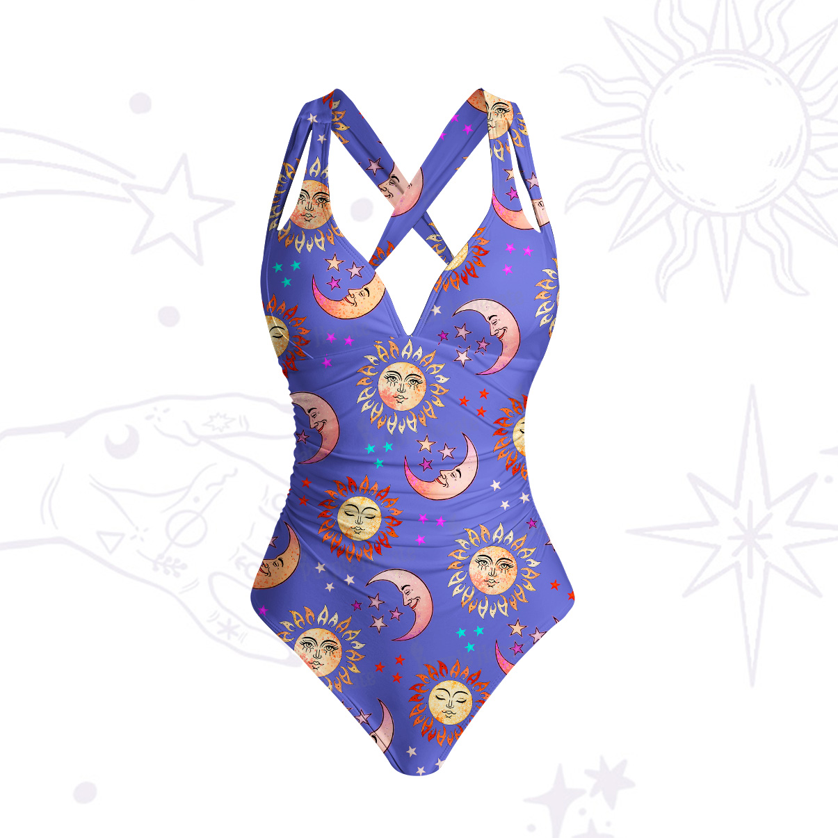 Purplehecate Dancing Suns and Lunar Dreams One-Piece Swimsuit