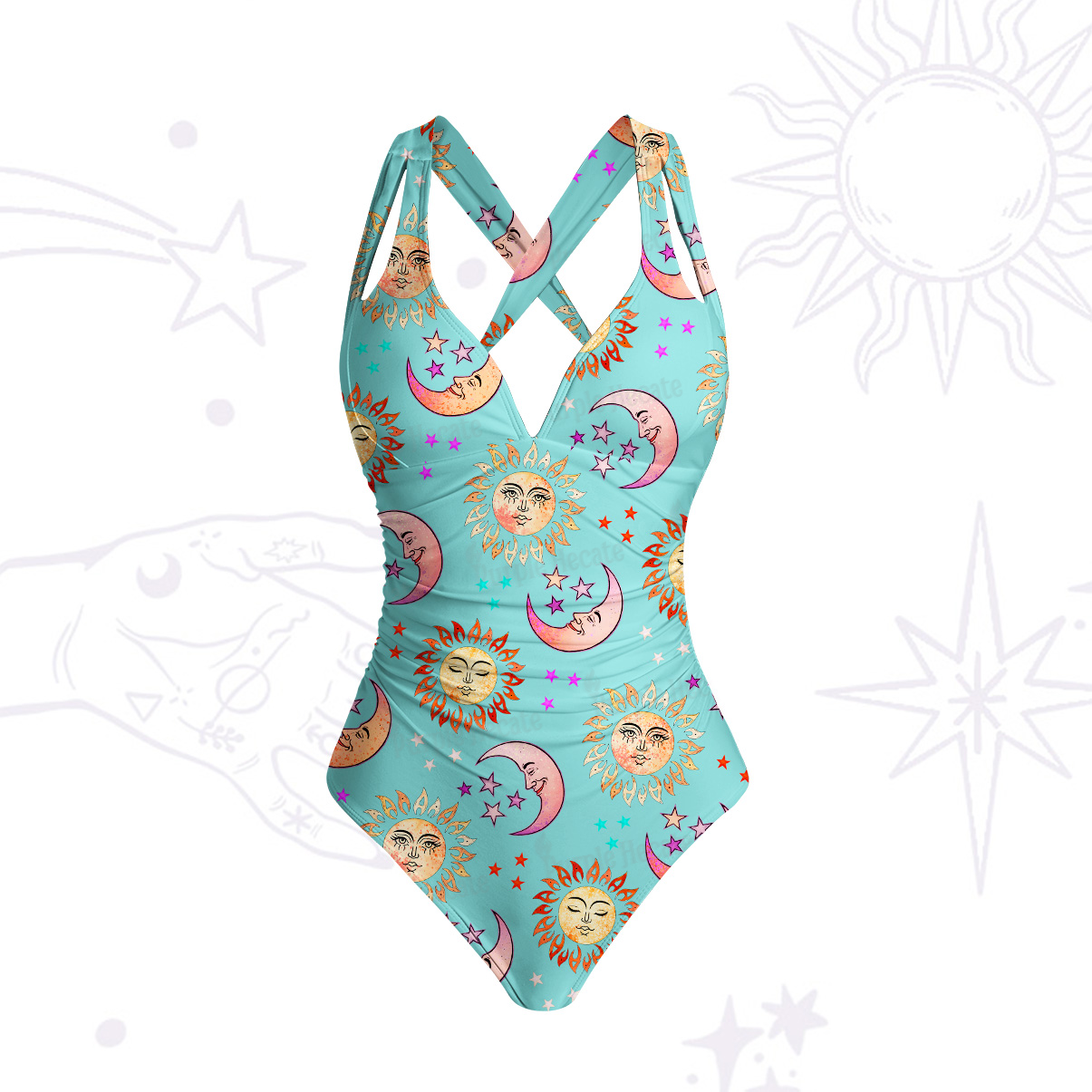 Purplehecate Dancing Suns and Lunar Dreams One-Piece Swimsuit