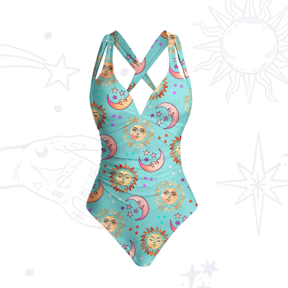 Purplehecate Dancing Suns and Lunar Dreams One-Piece Swimsuit