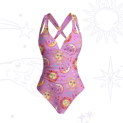 Purplehecate Dancing Suns and Lunar Dreams One-Piece Swimsuit