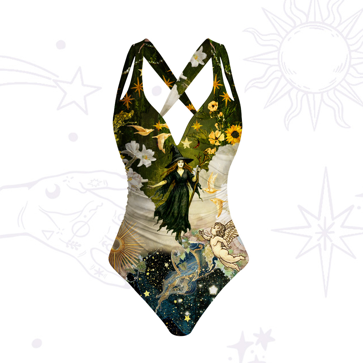 Purplehecate Garden of the Celestial Witch One-Piece Swimsuit