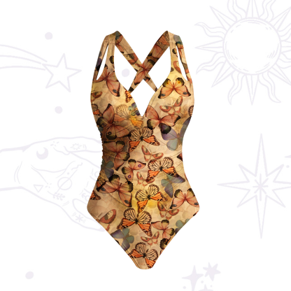 Purplehecate Monarch Butterfly Print One-Piece Swimsuit