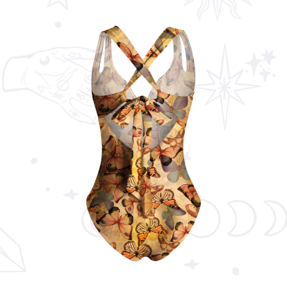 Purplehecate Monarch Butterfly Print One-Piece Swimsuit