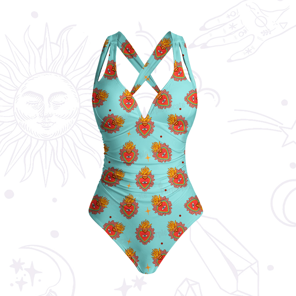 Purplehecate Sacred Heart One-Piece Swimsuit
