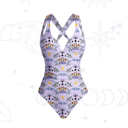 Purplehecate Luna Moth Witch One-Piece Swimsuit
