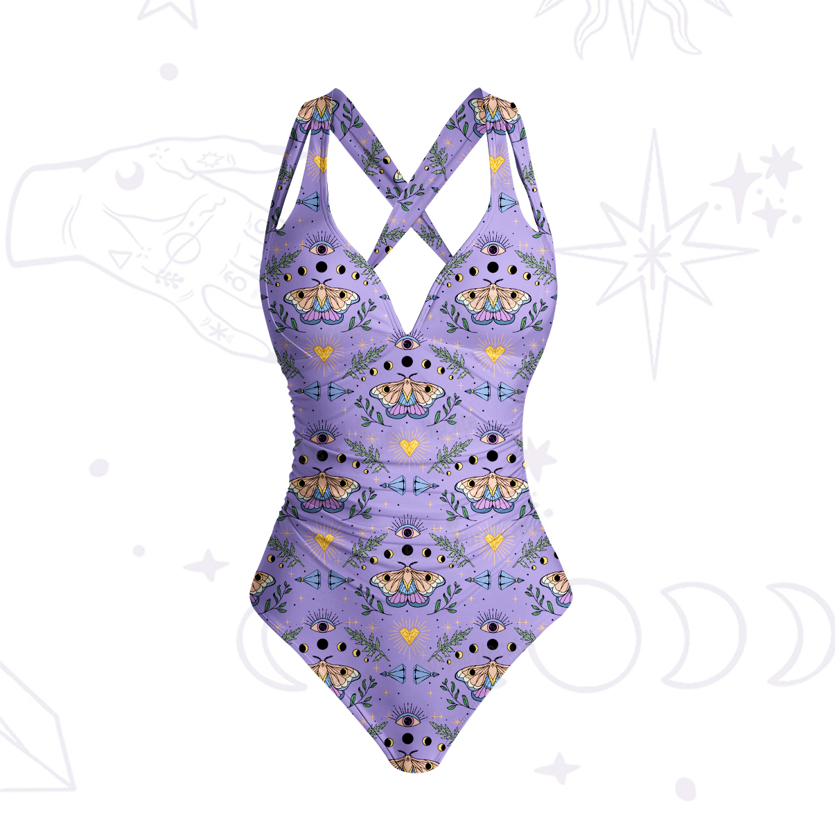 Purplehecate Luna Moth Witch One-Piece Swimsuit