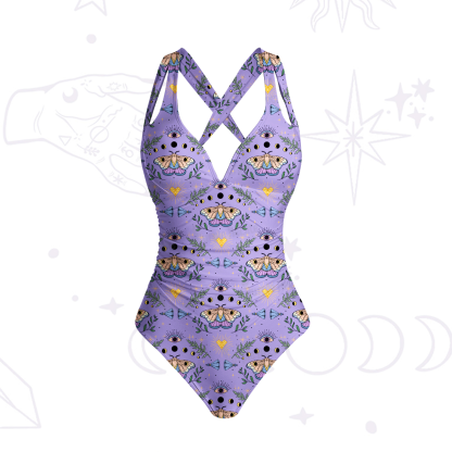 Purplehecate Luna Moth Witch One-Piece Swimsuit