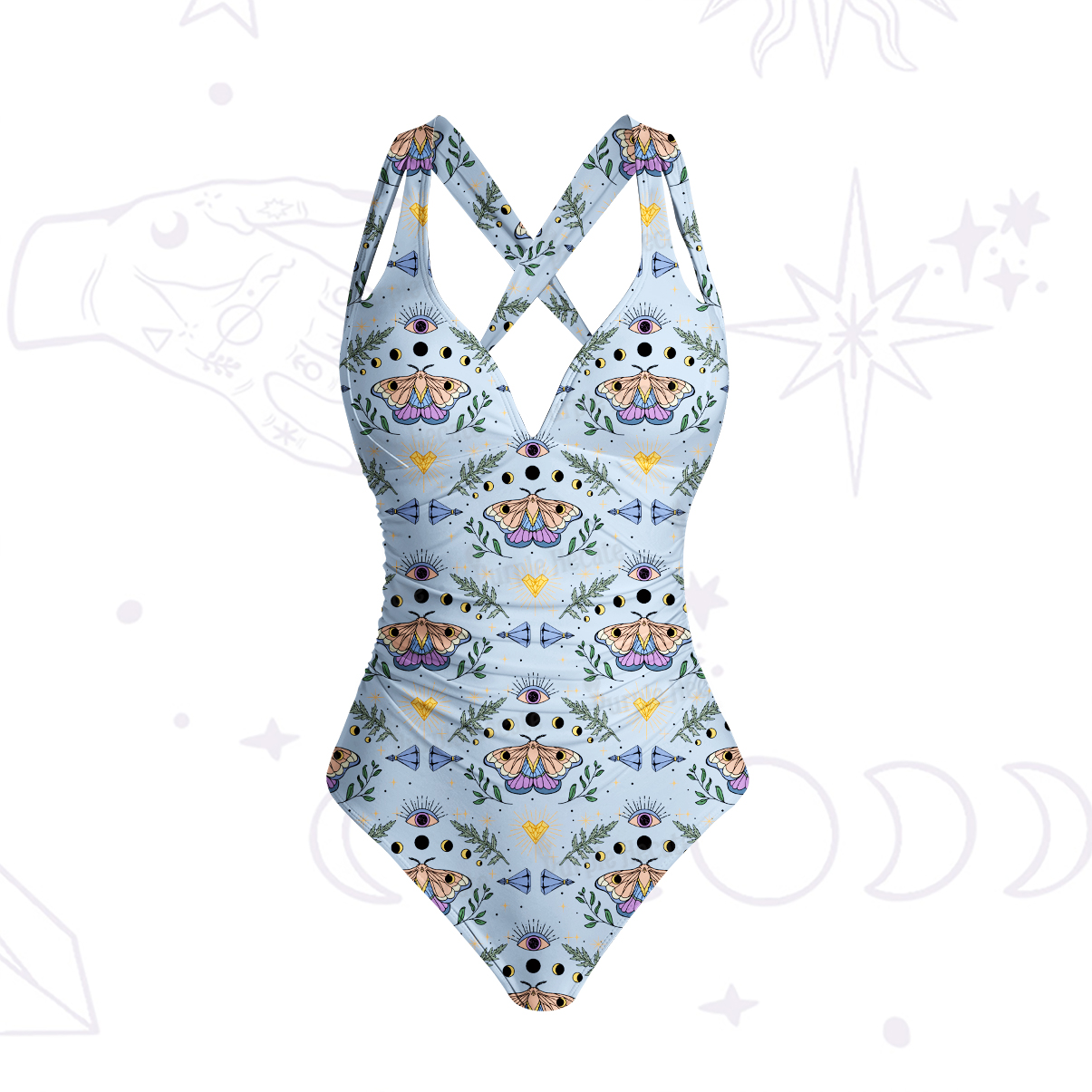 Purplehecate Luna Moth Witch One-Piece Swimsuit