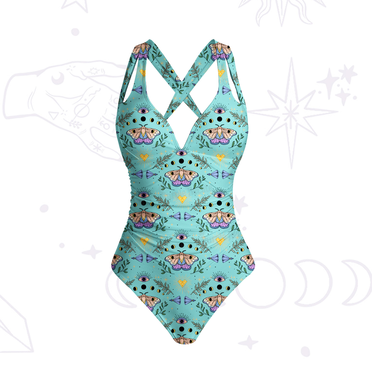 Purplehecate Luna Moth Witch One-Piece Swimsuit