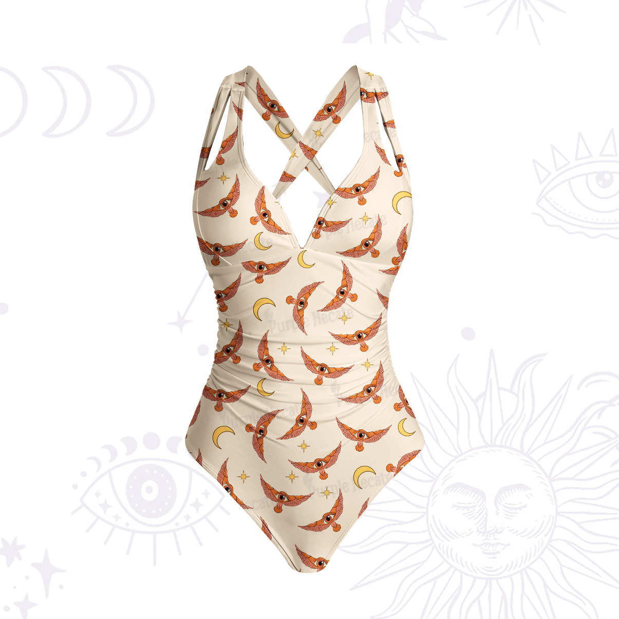 Purplehecate Fantasy Wizard Hat One-Piece Swimsuit