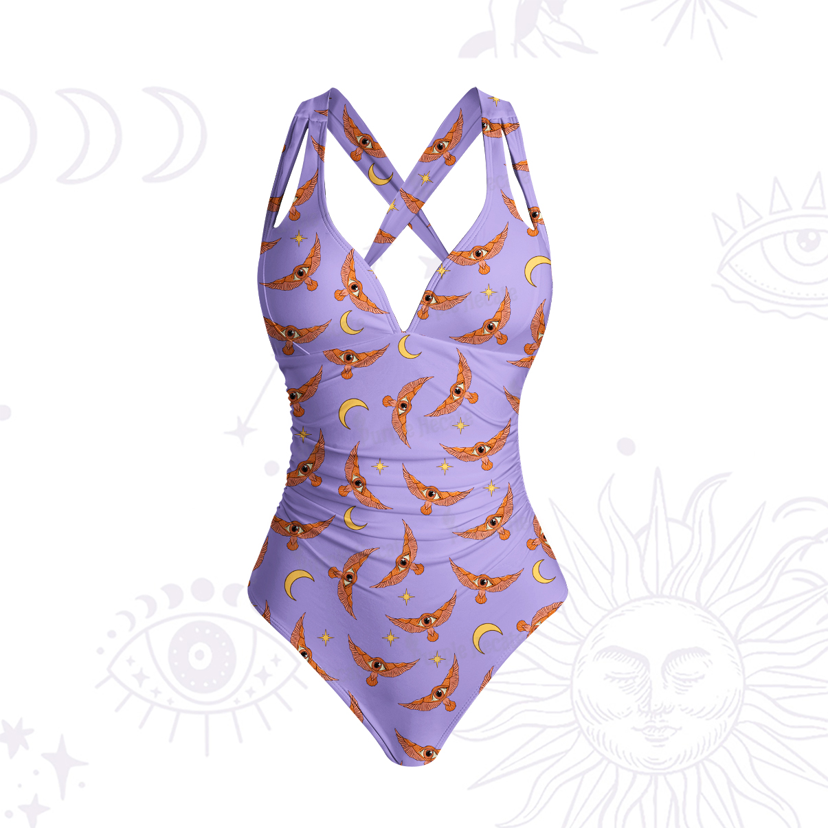 Purplehecate Fantasy Wizard Hat One-Piece Swimsuit