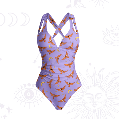 Purplehecate Fantasy Wizard Hat One-Piece Swimsuit