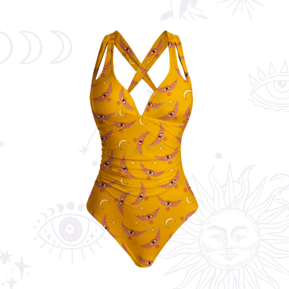 Purplehecate Fantasy Wizard Hat One-Piece Swimsuit