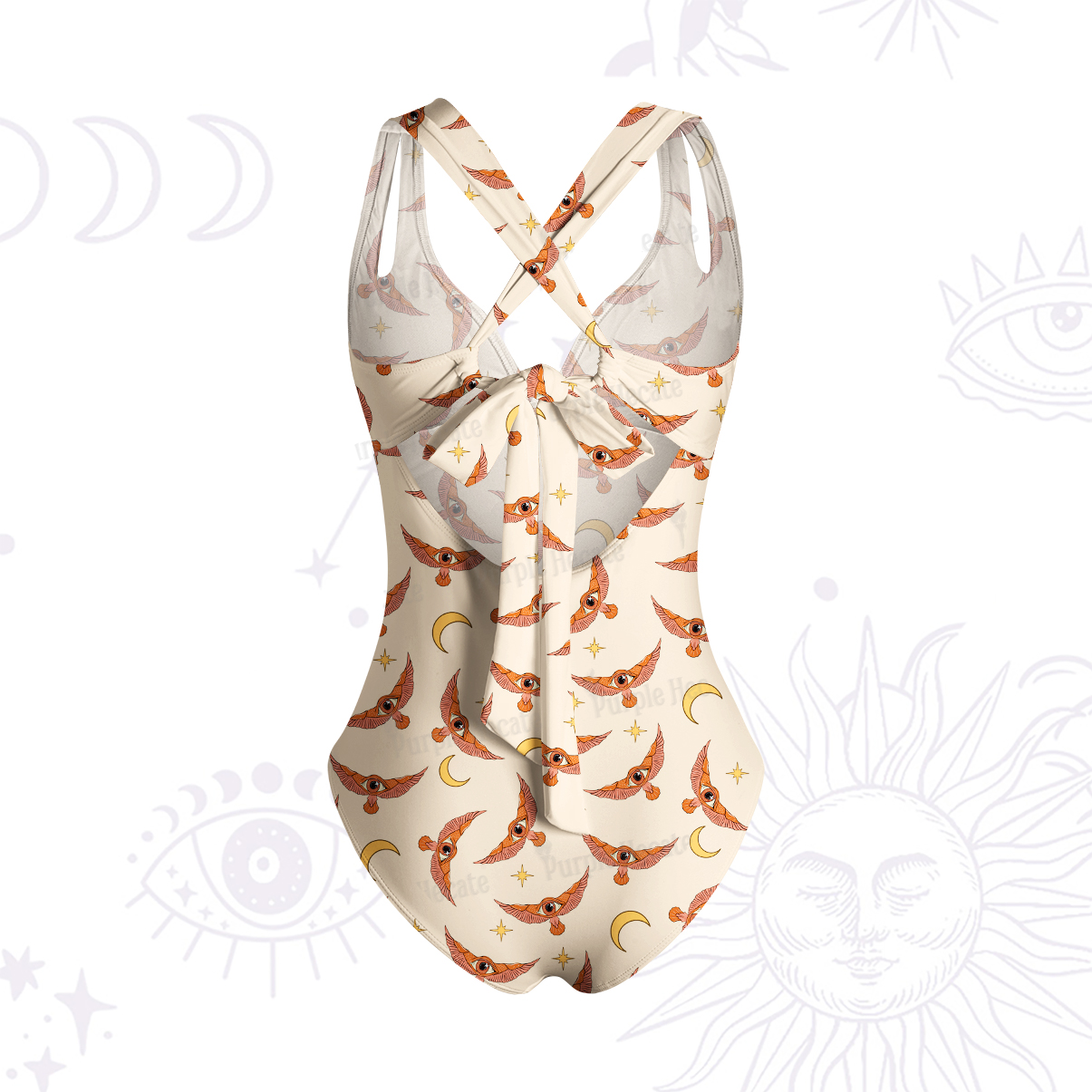 Purplehecate Fantasy Wizard Hat One-Piece Swimsuit