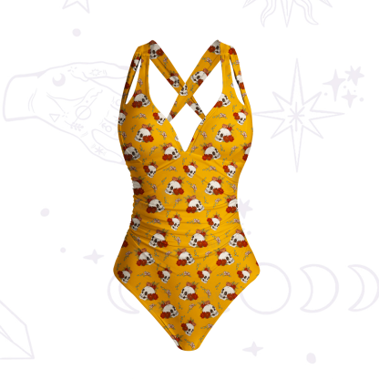 Purplehecate Flowers and Bones One-Piece Swimsuit