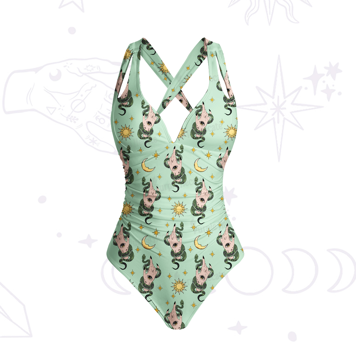 Purplehecate Reach For The Moon One-Piece Swimsuit