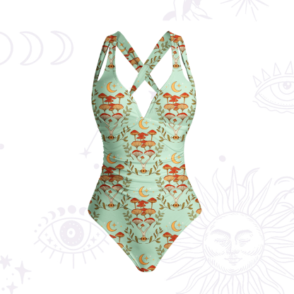 Purplehecate Psychedelic Mushrooms One-Piece Swimsuit