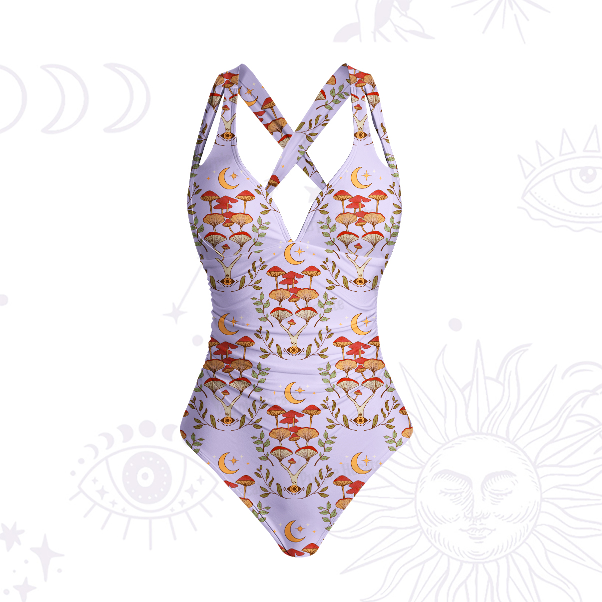 Purplehecate Psychedelic Mushrooms One-Piece Swimsuit