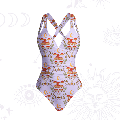 Purplehecate Psychedelic Mushrooms One-Piece Swimsuit