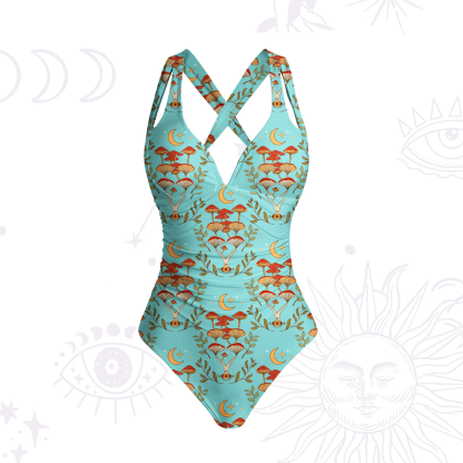Purplehecate Psychedelic Mushrooms One-Piece Swimsuit