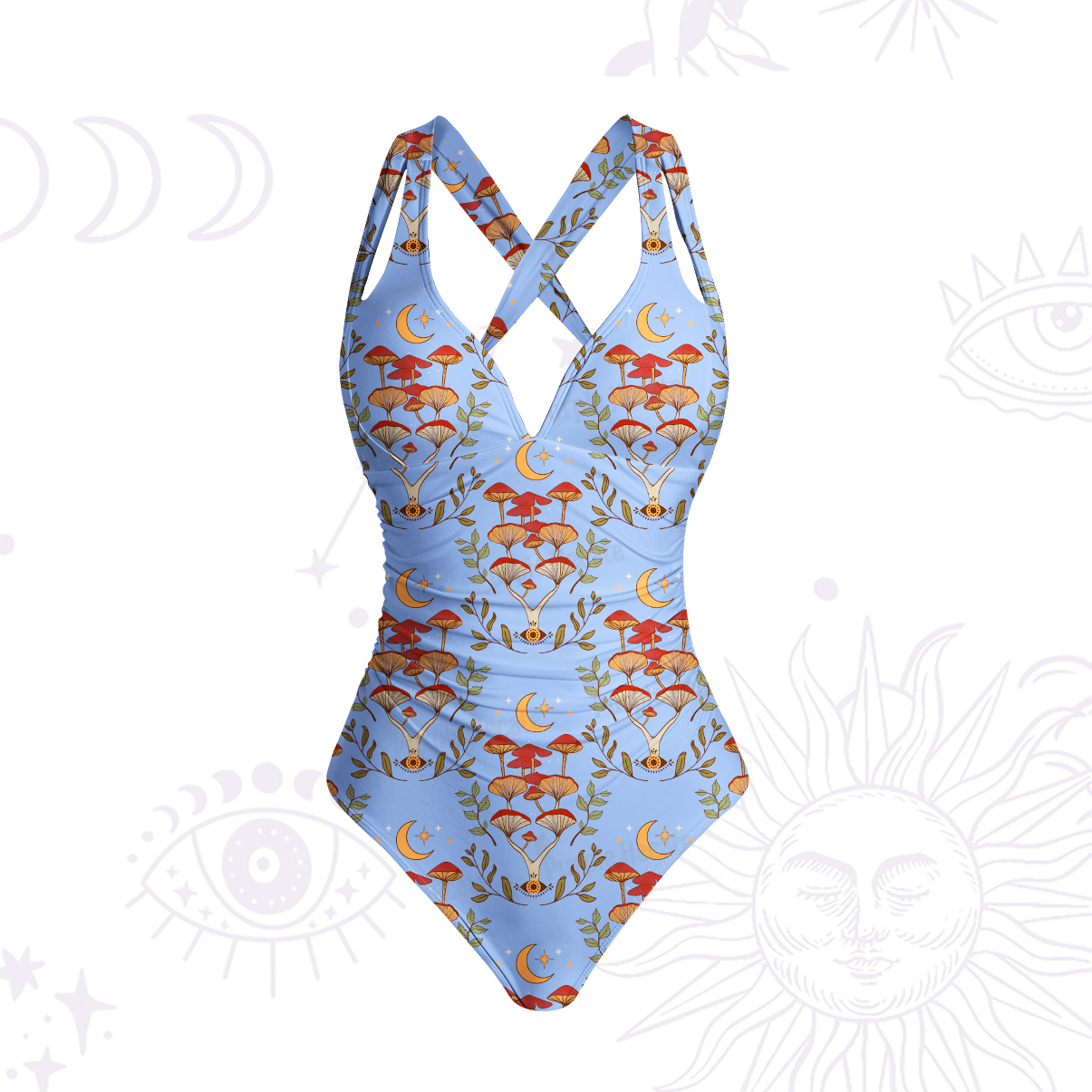 Purplehecate Psychedelic Mushrooms One-Piece Swimsuit