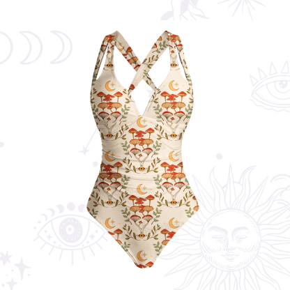 Purplehecate Psychedelic Mushrooms One-Piece Swimsuit