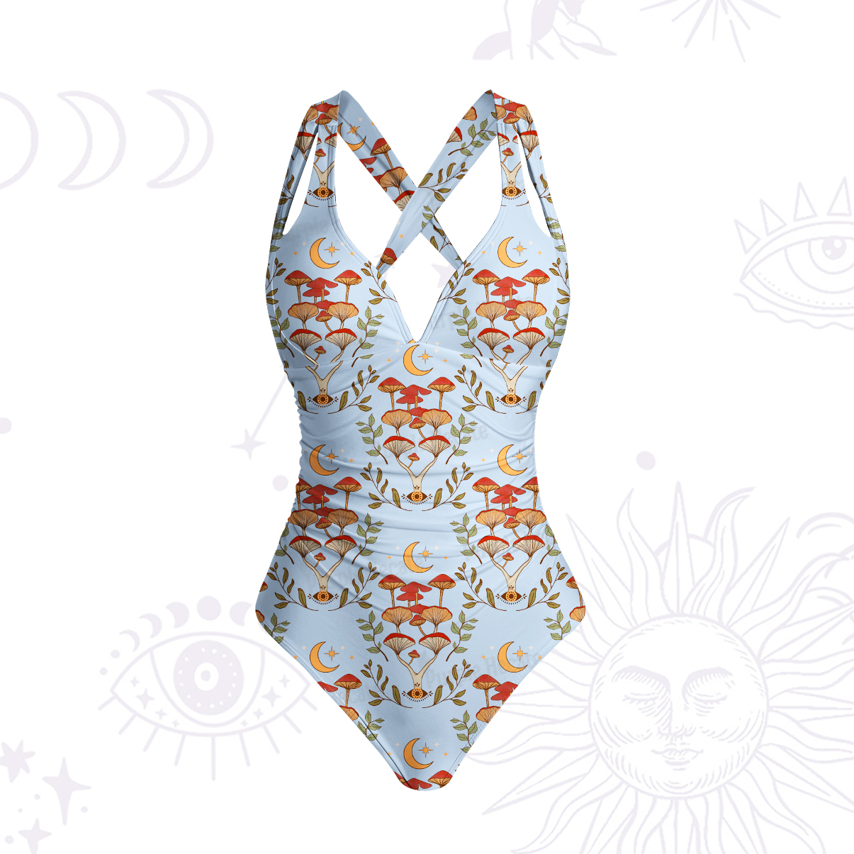 Purplehecate Psychedelic Mushrooms One-Piece Swimsuit