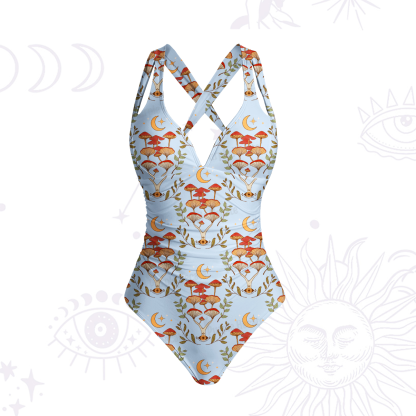 Purplehecate Psychedelic Mushrooms One-Piece Swimsuit