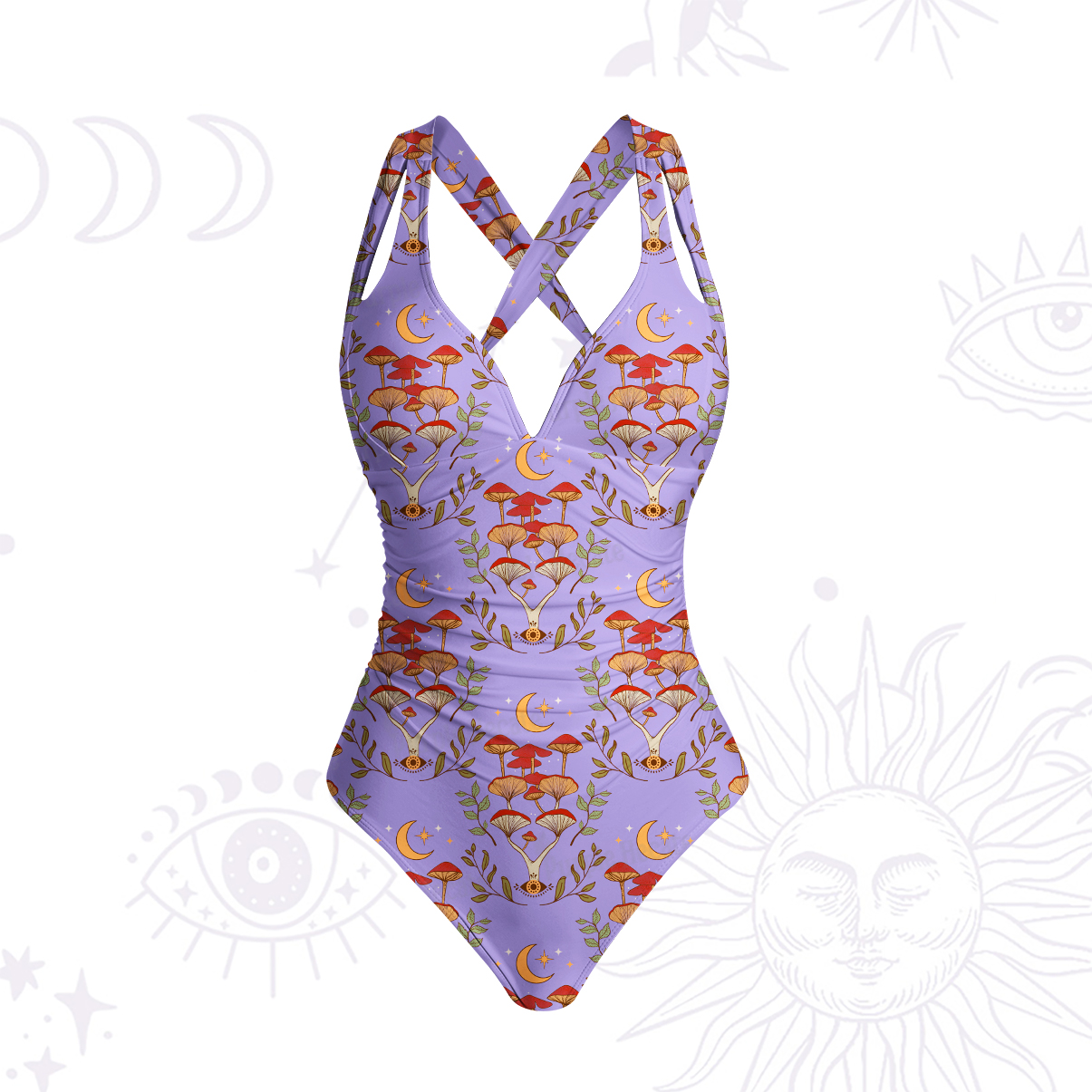 Purplehecate Psychedelic Mushrooms One-Piece Swimsuit